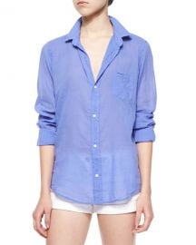 Frank  Eileen Barry Long-Sleeve Voile Shirt  Indigo at Neiman Marcus